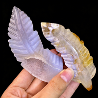 Plumes en agate grise sculptées en cristal naturel de haute qualité pour la décoration et les cadeaux, vente en gros