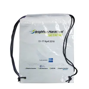 Customized Logo Printed Shoe Bags PE Drawstring bag Plastic Draw String Shopping Backpack Bag
