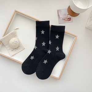 Autumn Winter New Star Pattern Women <b>Socks</b> High Elastic Sports Casual Mid Calf <b>Socks</b> Wholesale - Product Image 2