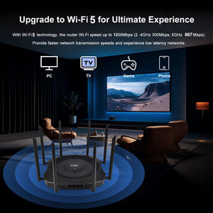 Kurumsal seviye KuWFi yönlendirici 12V DC güç kaynağı süper hızlı kapalı ev kablosuz tam Gigabit çift bant 1200Mbps yönlendirici - Product Image 5