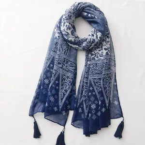 Winter 100% Cotton Dobby Women Adult cotton woven tie dye scarf