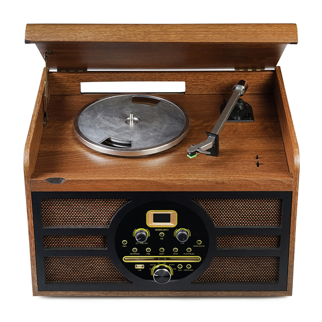 Hot Selling Record Player Vintage 3-Speed Wireless Gramophone Player FM Radio Vinyl Turntable Player