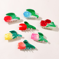 Pince à cheveux en forme de tulipe printanière, fleur magique, pince requin pour fille, pince à cheveux en plastique faite à la main, cadeau pour femme, 8,9 cm