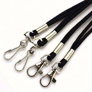 Wholesale Fashion Round Cord <b>Blank</b> Neck Strap Black Nylon Rope Lanyards Custom - Product Image 6