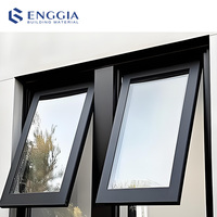 AS2047 Fenêtres en aluminium personnalisées Prix Horizontal Pivoté Qualité supérieure Rupture thermique Aluminium Noir Aluminium Auvent Fenêtre