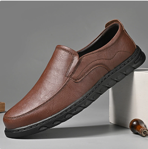 Men Genuine Leather <b>Slip</b> <b>On</b> Loafers Round Toe Cushioned Office Dress Shoes All Seasons Rubber Outsole EVA Midsole - Product Image 6