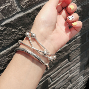 S925 Silver <b>Bracelet</b> Multiple Strands <b>Ball</b> Beads Women's Gift Jewelry - Product Image 2