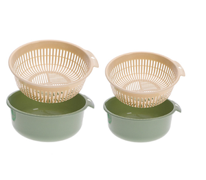 Cesta para Lavar Frutas y Verduras, Cesta de Drenaje Doble, Cesta de Almacenamiento de Plástico - Product Image 1