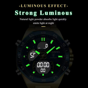 Poedagar E101 Nouvelle Montre Digitale Homme LED, Affichage Double Fuseau Horaire, Étanche en Acier Inoxydable, Montre Électronique à <span class=keywords><strong>Quartz</strong></span> pour Hommes - Product Image 3