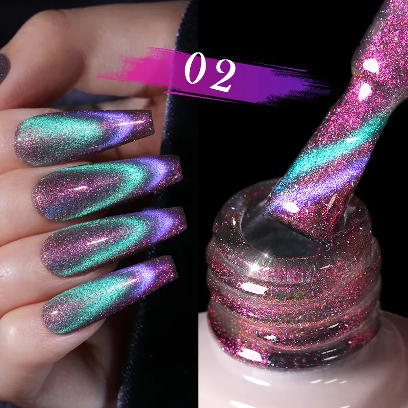 GEBORENES HÜBSCHES 10ml Hochglanz-UV-Gel Diamond Glitter Disco Reflektieren des Gel Nagellack Cat Eye Gel