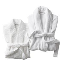 Peignoir de spa double couche 100 % coton personnalisé, luxe hôtelier, blanc, unisexe, en tissu gaufré éponge, avec ensemble de chaussons