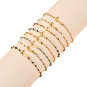 Bracelet en acier inoxydable en forme de lune, design goutte d'eau, perles colorées, bijoux de mode unisexe, cadeau - Product Image 5