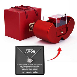 Rosa preservada con collar I Love You, conjunto de regalos, caja de joyería de Rosa eterna para siempre, caja de acrílico de regalo de flor <span class=keywords><strong>encantada</strong></span> de rosa de jabón - Product Image 3