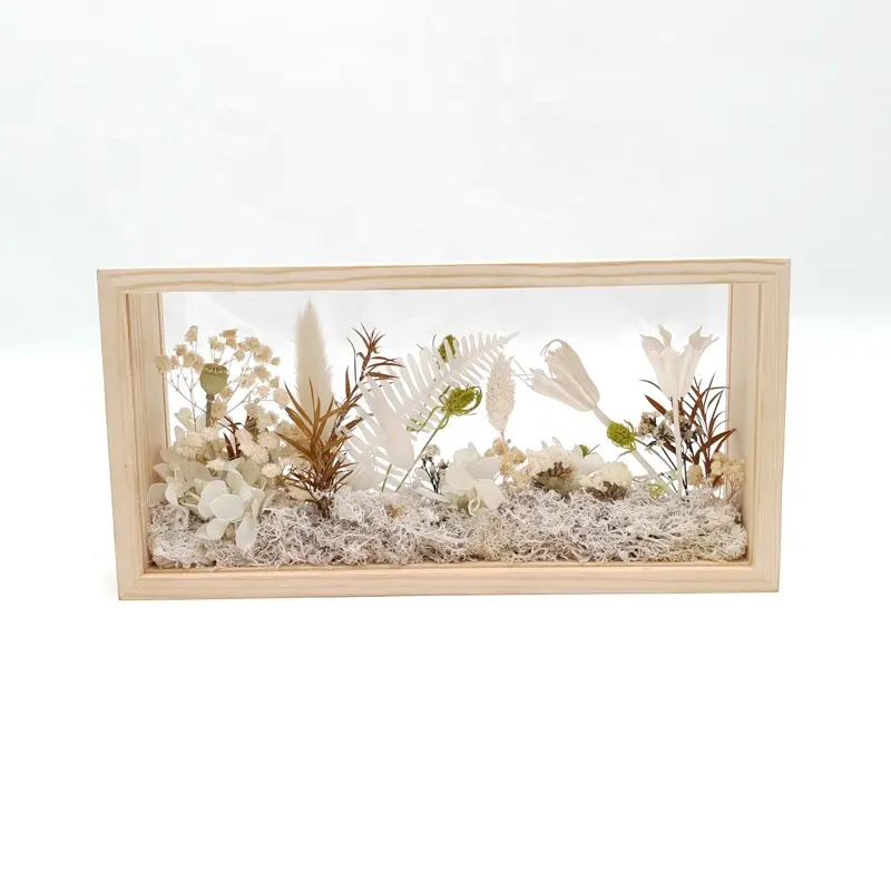 3D Plant Specimen Dried Natural flowers double-sided high-definition plexi glass Valentine's Day Gift customize photo frame