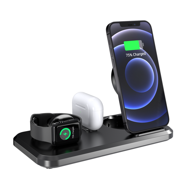 Custom Logo 15W Multi Fast 3 1 Wireless Charger Station Charging Dock Stand for Mobile Phones Earphone iPhone Smart Watch