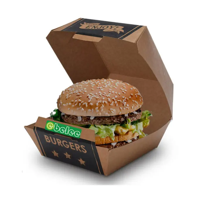 Kraft Paper Box Best Price Logo Printing Burger Packed Box Carry Out