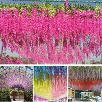 Fleur artificielle en soie de glycine de haute qualité, faite à la main, pour décoration de mariage, de la Saint-Valentin, de remise de diplôme et du Nouvel An