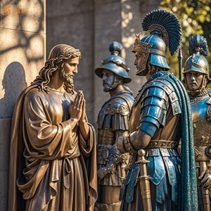 Famoso cristiano católico Metal latón tamaño real primera estación: Jesús condenó la muerte estatua Jesús 14 estaciones escultura de bronce - Product Image 6