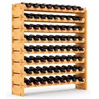 Étagère modulaire à 8 niveaux, porte-bouteilles en bambou empilable pour 72 bouteilles, robuste et sans basculement, montage facile sans outils pour cave