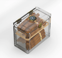 Humidor à cigares moderne pliable en acrylique avec hygromètre et humidificateur, taille et couleur personnalisables