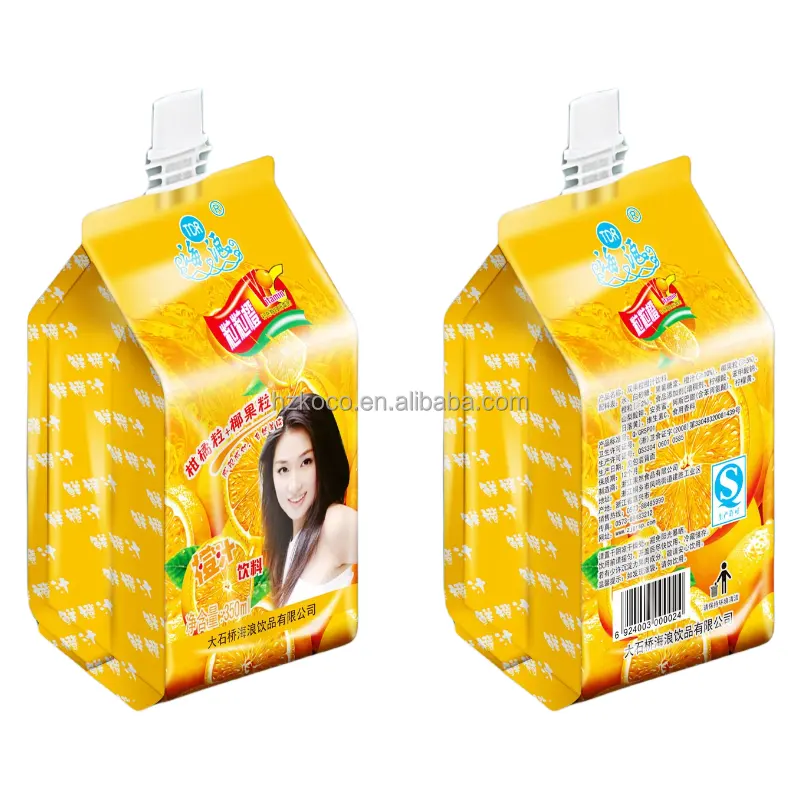 mango juice pouch packaging material with inner straw pouch aluminum plastic bag spout stand up pouch