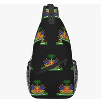 Sac bandoulière personnalisé de haute qualité avec drapeau d'Haïti, logo personnalisé, sac de poitrine, sac à dos bandoulière, sac de voyage