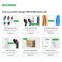 Ovrod 2 Borne de Recharge Murale 32A Wallbox 7 kW GBT 48A SKD Composants Triphasés Chargeur Tesla EV 22kW Wallbox Voiture