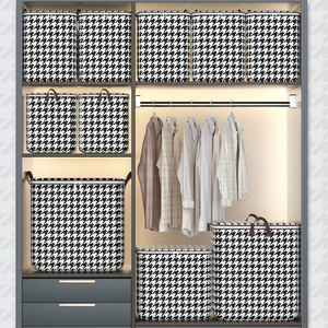 Houndstooth <b>Storage</b> Box 140L 180L Non Woven Fabric Rectangle Clothing Organizer For Bedroom Home Dormitory <b>Clothes</b> Quilt <b>Storage</b> - Product Image 1