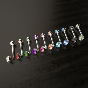 Ensemble 10 pièces ASTM F136 Titane G23 14G Cristal Opale L Bent Barbell Nombril Anneaux Vertical Capuche VCH Génital Zircon Enfants - Product Image 1
