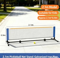 Filet de pickleball portable pour enfants 2,1 m, cadre en fer galvanisé, installation facile, filet d'entraînement pour débutants en extérieur