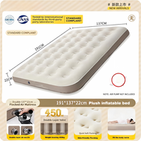 Matelas pneumatique gonflable avec revêtement floqué, surface douce, pompe électrique intégrée, lit d'air portable moderne pour usage extérieur