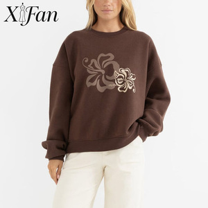 Custom Logo Screen Printed 100% Cotton 400 Gsm Fleece Unisex Sweatshirt Casual Y2K Heavyweight <b>Drop</b> Shoulder Women's Sweatshirt - Product Image 1