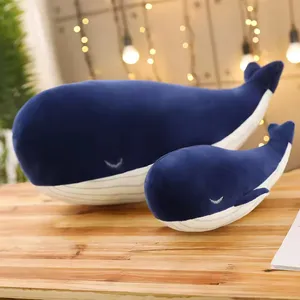 New Arrival tùy chỉnh bé màu xanh Cá voi cá mập gối Đại dương cá đồ chơi sang trọng Thú nhồi bông sang trọng cá voi