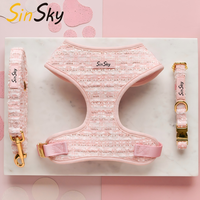 SinSky harnais pour chien en tweed texturé personnalisable sangle de cou réglable collier de laisse harnais ensemble de harnais pour chien de luxe