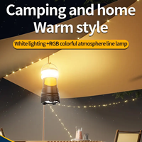 Lampe de camping télescopique Lanterne de camping Lampe de travail LED rechargeable avec support Lampe de poche portable pour randonnée Camping Pêche
