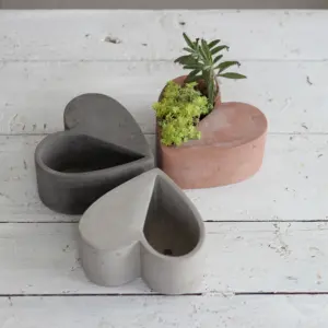 Modern Design Hartvorm Gekleurde Cement Bloem Plant Pot Met Gat Voor Home Garden Decor