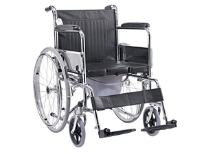 Fauteuil roulant médical pliable en acier à longue durée de vie avec cuvette de toilette pour la maison et l'hôpital - Product Image 1