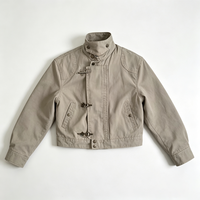 Veste utilitaire pour homme en toile délavée, style pompier, avec fermeture éclair réglable, col montant, boucles à bascule métalliques vintage, coupe droite longue, imperméable