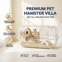 Villa de luxe pour hamster, cage dorée en plastique, boîte d'alimentation pour animaux, grand espace, fournitures, cabane de cachette amovible de style simple, haute