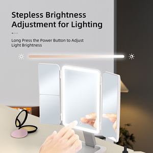 Có thể gập lại nhỏ gọn Vanity gương ba màu sắc ánh sáng màn hình cảm ứng xách tay trang điểm du lịch gương với đèn 5x Magnifying gương - Product Image 2