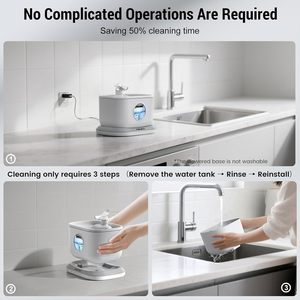 Fontaine à eau <span class=keywords><strong>sans</strong></span> fil pour animaux de compagnie de 2,5 L pour chats et chiens, surveillance du niveau d'eau, fenêtre, batterie rechargeable, avec filtration - Product Image 5