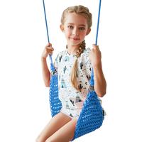 Siège de balançoire pour enfants Ropecube tricoté à la main-Balançoire d'arbre réglable intérieure/extérieure avec cordes et mousqueton, pour le camping dans la salle de jeux d'arrière-cour