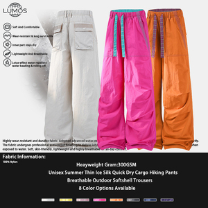 Pantalon <span class=keywords><strong>cargo</strong></span> unisexe d'été léger à séchage rapide, coupe droite ample, color block, pour activités de plein air, avec logo personnalisé, vente en gros - Product Image 1