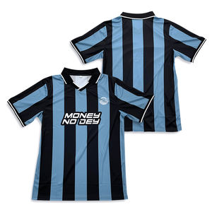 เสื้อฟุตบอลผู้ชายพิมพ์ลายทางเสื้อเจอร์ซีย์ฟุตบอลสีม่วงย้อนยุคคลาสสิก - Product Image 4