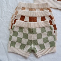 Haute qualité INS Style neutre nouveau-né et enfant en bas âge damier sans manches gilet Shorts pull ensemble pur coton gilet