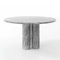 Table à manger en marbre Dream Home, plateau rond, base multicylindrique épaisse, pierre naturelle, mobilier de salle à manger pour la maison