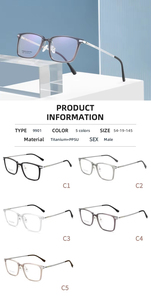 Kacamata Bingkai Persegi Full-Rim Titanium PPSU Motif Cetak Modis Trendi untuk Unisex, Ringan dan Nyaman untuk Komputer - Product Image 2