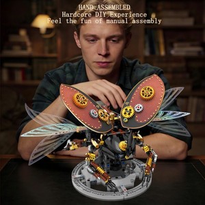 Kit de construction électrique DIY 3D : Puzzle Rhinocéros, <span class=keywords><strong>Coléoptère</strong></span>, Collection d'insectes, Moteurs V8, Modèle Mecha, Jouet éducatif STEM en miniature - Product Image 6