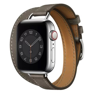 Correa de <span class=keywords><strong>Reloj</strong></span> de Cuero de Repuesto de Lujo para Apple IWatch 8/7/6/5/4, Hebilla de Acero Inoxidable con Bloques de Color, Compatible - Product Image 6