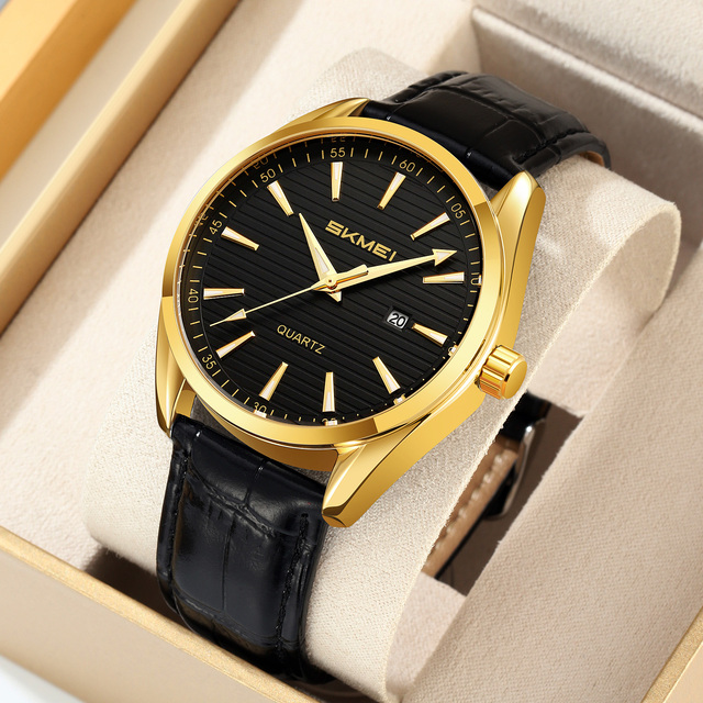 SKMEI 2490 New product fashion business 3TM waterproof factory direct supply men's high quality leather quartz watch